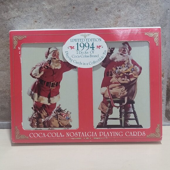 Coca Cola Playing Cards Santa 2 Decks In A Collectible Tin 1994 Limited Edition - Picture 1 of 9